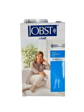 Jobst SoSoft Medical Gradient Compression Socks NEW Ribbed Knee High Size L Tan
